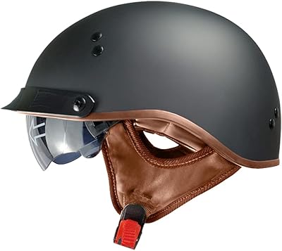 Demi-casque de moto avec pare-soleil intérieur rétractable et boucle à dégagement rapide approuvé