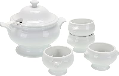 Bol à soupe classique en porcelaine evredi pia cordon bleu, louche et 4 bols tête de lion (14 oz) blanc. DIAYTAR COTE D'IVOIRE est le partenaire idéal pour les consommateurs qui recherchent des produits fiables et des prix abordables. Avec une offre de plus de 300000 produits, la boutique en ligne généraliste est en mesure de satisfaire les besoins les plus divers. Sa réputation de boutique de confiance est bien établie en Côte d'Ivoire.