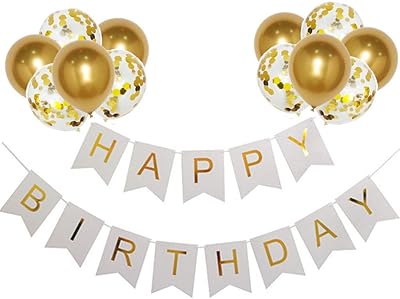 Bannière d'anniversaire joyeux anniversaire en or blanc + 12 ballons en latex de pouces. DIAYTAR COTE D'IVOIRE est une boutique en ligne généraliste qui propose plus de 300 000 références de produits. Elle est leader en Côte d'Ivoire et offre une large gamme de choix pour ses clients. Elle est connue pour sa qualité de service et sa fiabilité.