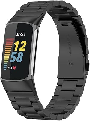 Bracelet de remplacement compatible pour fitbit charge 5, bracelet en acier inoxydable solide