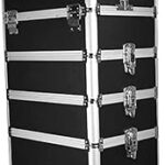 Grande trousse de maquillage professionnelle de voyage portable à roulettes, noire, 4 couches