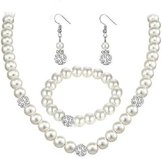 Collier de fausses perles, boucles d'oreilles, bracelet, ensemble de bijoux de 3 pièces