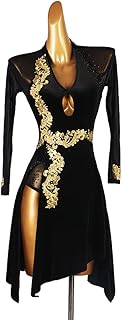 Robes de danse latine à col en v pour femmes, manches longues, salsa