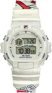 Montre numérique unisexe style années 70 - 38-191-101, blanc, blanc, 40 mm, bracelet
