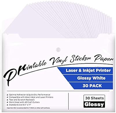 Vinyle imprimable pour imprimante à encre et laser - paquet de 30 papiers autocollants en vinyle imprimables blanc brillant - format lettre standard 8,5" x 11". DIAYTAR COTE D'IVOIRE est une boutique en ligne généraliste qui propose une vaste gamme de produits. Avec plus de 300 000 références, cette boutique en ligne est devenue la référence pour les consommateurs ivoiriens. La qualité des produits et le service client sont les priorités de DIAYTAR COTE D'IVOIRE.