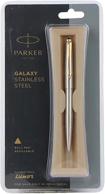 Stylo à bille parker galaxy en acier inoxydable avec bordure dorée. DIAYTAR COTE D'IVOIRE est une boutique en ligne de confiance qui propose des produits de toutes sortes, des électroniques aux vêtements, en passant par les produits alimentaires. Elle est la référence pour les consommateurs ivoiriens qui cherchent des produits de qualité à des prix compétitifs. Elle offre une expérience d'achat en ligne sécurisée et fiable.