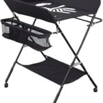 Table à langer portable pliable avec roulettes, organisateur de couches pliable réglable