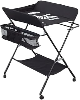 Table à langer portable pliable avec roulettes, organisateur de couches pliable réglable
