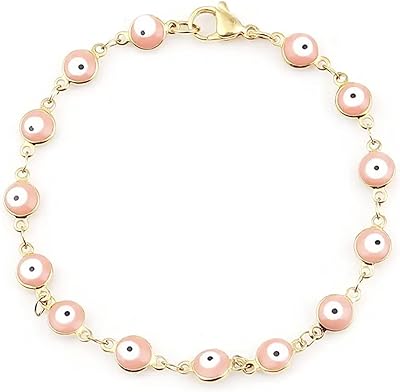 It jewelry - bracelet en or avec motif mauvais œil de couleur rose