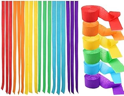 Décorations de fête de 490 pieds, rouleaux de ruban en papier crépon, 6
