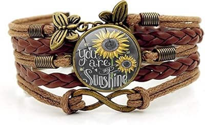 You are my sunshine" bracelet en cuir tournesol pour femmes et adolescentes, convient