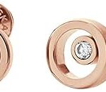 Boucles d'oreilles rondes en cristal skagen pour femme, plaqué or rose, skj0853791