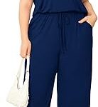 Combinaison d'été décontractée à manches courtes, jambes larges et poches pour femme, grande