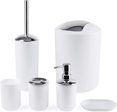 Ensemble d'accessoires de salle de bain arabest, ensembles de salle de bain en plastique 6 pièces, ensembles de décoration de salle de bain, accessoires pour décoration de comptoir et cadeau de pendaison de crémaillère (blanc). DIAYTAR COTE D'IVOIRE propose une expérience d'achat en ligne unique et personnalisée, avec des offres spéciales et des promotions régulières pour les clients fidèles. La boutique en ligne généraliste collabore avec des fournisseurs de confiance pour garantir la qualité et l'authenticité des produits. Les clients peuvent profiter d'une assistance clientèle disponible pour répondre à toutes leurs questions et préoccupations.