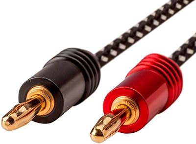 Fil de haut-parleur tressé premium 14awg mono price - avec connecteurs banane plaqués