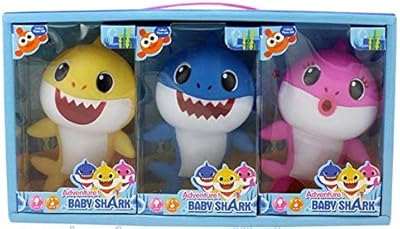 Jouet en caoutchouc bébé requin, lot de 3 pièces