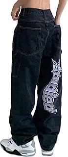 Jean ample imprimé pour hommes jean hip hop y2k droit en denim
