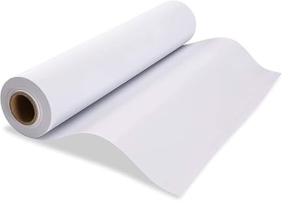Un rouleau de papier kraft blanc de 25 mètres de long, pour le dessin,