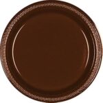 Assiettes rondes jetables amscan party (20 pièces), marron, 10 1/4\"