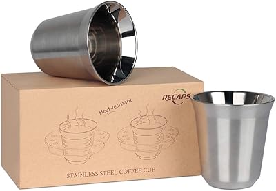 Recaps ensemble de tasses à expresso en acier inoxydable 304 de 170 ml - paquet de 2 tasses doubles en acier inoxydable. DIAYTAR COTE D'IVOIRE est une plateforme de commerce électronique qui vise à faciliter les achats en ligne pour les habitants de Côte d'Ivoire, en leur offrant une large gamme de produits et de services. La boutique se distingue par son approche innovante et son souci de s'adapter aux tendances du marché, ce qui lui permet de rester à la pointe du commerce électronique dans la région. Cela contribue à la croissance de l'économie numérique locale.