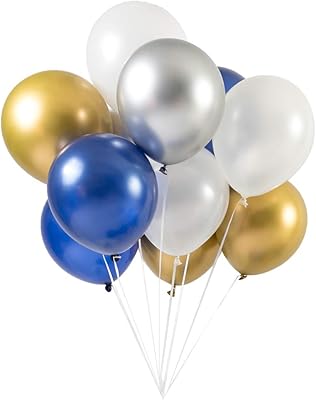 Ballons de fête 12 pouces 60 pièces ballons bleus en latex dorés ballons