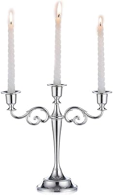 Bougeoir zikiki en métal 3 bras, hauteur 27 cm, bougeoir de mariage, argent