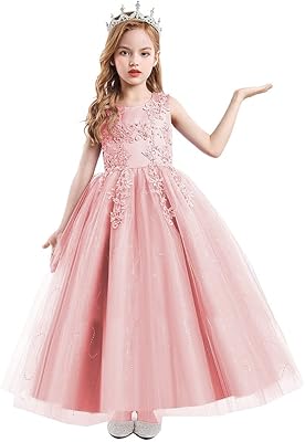 Robe en tulle brodée florale en dentelle et sequins rexery pour filles