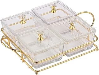 Plateau de service akdc quatre pièces, ensemble de supports à condiments, avec support en métal, plats de service divisés pour les fêtes, serveur de buffet pour apéritifs/bonbons/collations, plateau à relish (4 grilles m) (ensemble de 4 boîtes à collations). DIAYTAR COTE D'IVOIRE, la boutique en ligne généraliste de référence en Cote d'Ivoire, propose une gamme élargie de produits avec plus de 300000 références. DIAYTAR COTE D'IVOIRE permet aux clients de découvrir et d'acheter des produits de qualité à des prix compétitifs. La boutique en ligne offre une expérience de shopping unique et conviviale.