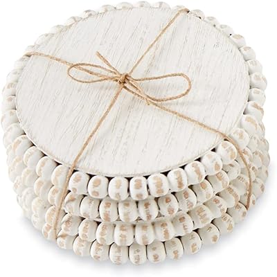 Ensemble de sous-verres brodés blancs mad pie, 4 3/4" de diamètre (42500044w)