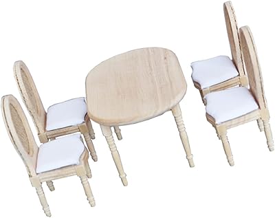Ensemble table et chaises de maison de poupée orfov, meubles rétro miniatures
