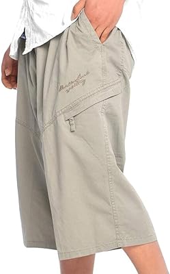 Short cargo long 3/4 en sergé pour hommes, coupe décontractée