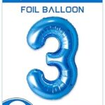 Party time - ballon en aluminium numéro 3 bleu - grande décoration