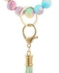 Bracelet de perles en silicone imprimé coloré pour femmes, bracelet de poignet boho