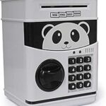 Une tirelire électronique en forme de distributeur automatique d'ours en peluche, une boîte