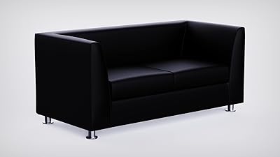 Mahmayi 679 canapé deux places en polyuréthane de couleur noire pour salon, canapé