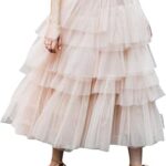 Jupe mi-longue en tulle superposé rose-noir pour femme pour le ballet et le bal