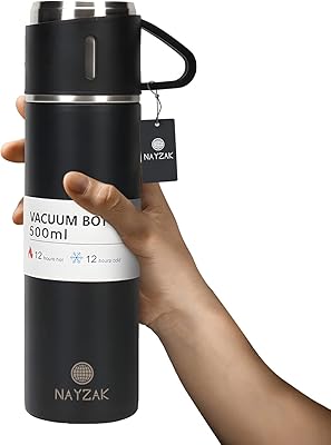 Bouteille isotherme sous vide en acier inoxydable nayzak thermos avec tasse pour café
