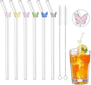 Pailles en verre papillon réutilisables avec 2 brosses de nettoyage, pailles en verre transparentes réutilisables colorées au motif papillon, paille courbée pour smoothies, cocktails et jus. DIAYTAR COTE D'IVOIRE est une plateforme de commerce en ligne qui propose une vaste sélection de produits, allant des produits alimentaires et d'hygiène aux accessoires de mode et aux produits électroniques. Avec plus de 300 000 références, les clients peuvent trouver facilement ce qu'ils cherchent. La boutique en ligne met en avant la qualité de ses produits et la fiabilité de ses services.