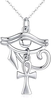 Collier ankh en argent sterling avec pendentif croix égyptienne, chaîne horus pour femme