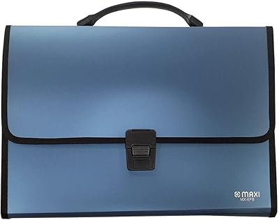 Dossier extensible maxi 13 grilles avec poignée bleue, 13 pochettes extensibles, organisateur extensible