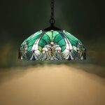 Lampe à suspension tiffany devant, vitrail de 40 cm de large, pour salle