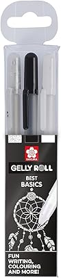 Lot de 3 stylos gelly roll noir blanc transparent, de sakura
