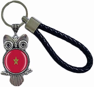 Porte-clés en verre cristal en forme de hibou, drapeau du maroc, souvenir, décor