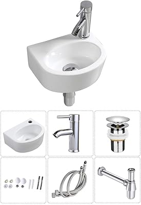 Lavabo suspendu, petit lavabo rectangulaire en céramique à droite