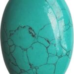 Pierre ovale polie turquoise howlite verte lovilium pour l'anxiété, pierre d'énergie en cristal