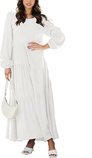 Robe de plage asymétrique décontractée à manches longues et col rond style bohème