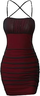 Mini-robe taille haute en maille croisée contrastée georglitter pour femme