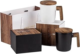 Tasse en céramique fayrouz, tasse en porcelaine pour thé et café avec couvercle et poignée en bois pour couples, 12 onces (ensemble noir et blanc). Avec une offre étendue qui comprend des produits de haute qualité, DIAYTAR COTE D'IVOIRE répond aux besoins diversifiés de sa clientèle. La boutique met en avant son engagement envers la satisfaction des clients, avec des services de livraison rapides et fiables. Cela contribue à renforcer sa position de leader dans le marché de la vente en ligne en Côte d'Ivoire.