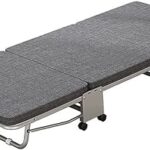 Lit pliant portable jomep avec matelas moelleux cadre de lit robuste