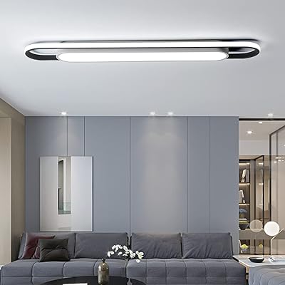Narom plafonnier led moderne, plafonnier 92cm, lustre de plafond en métal 65w